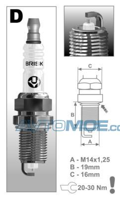 Свеча зажигания "BRISK" Silver  2110-2112i 16кл (газ.оборуд) к-т DR15YS Brisk (фото №1)